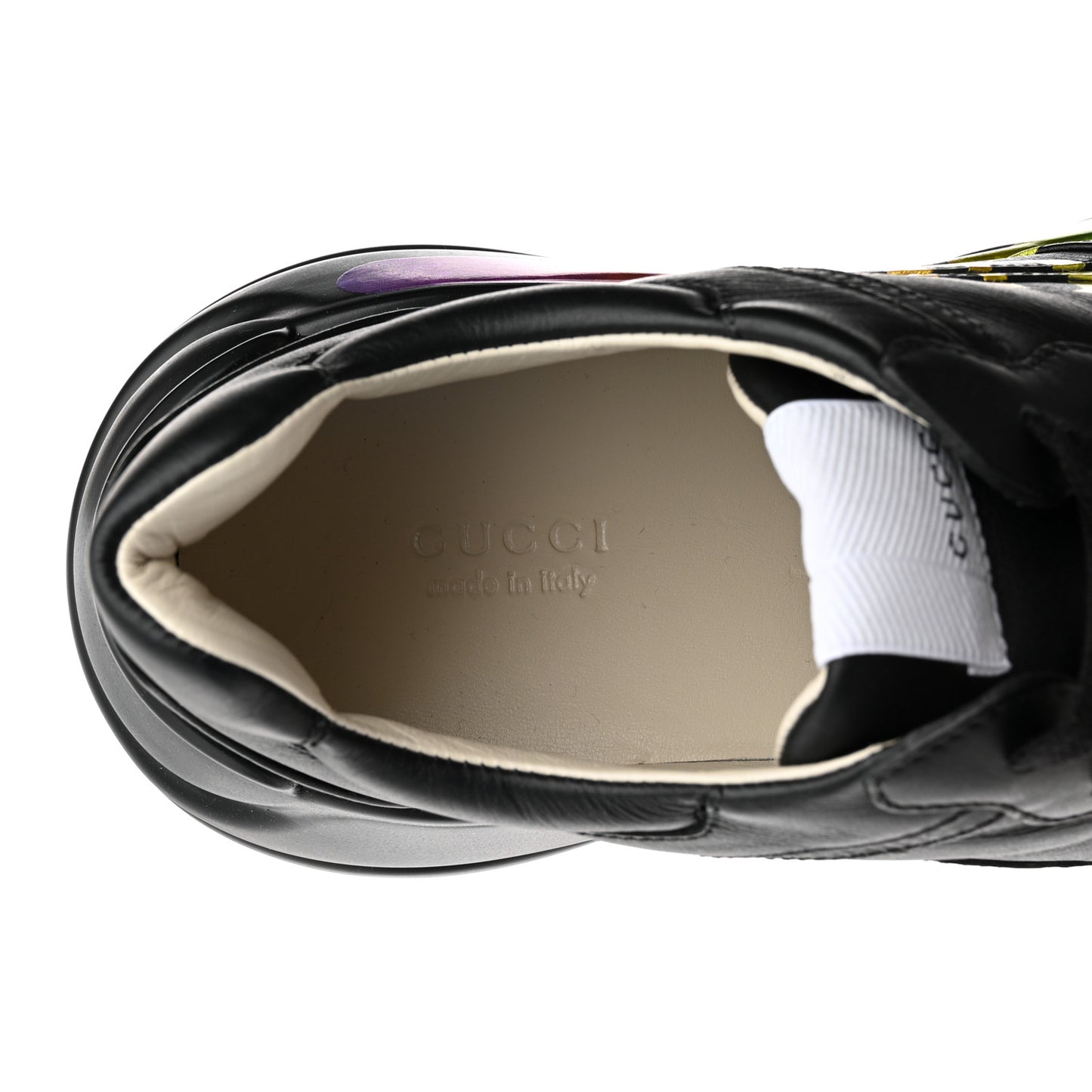 Calfskin Iridescent Logo Womens Rhyton Sneakers 40 Black