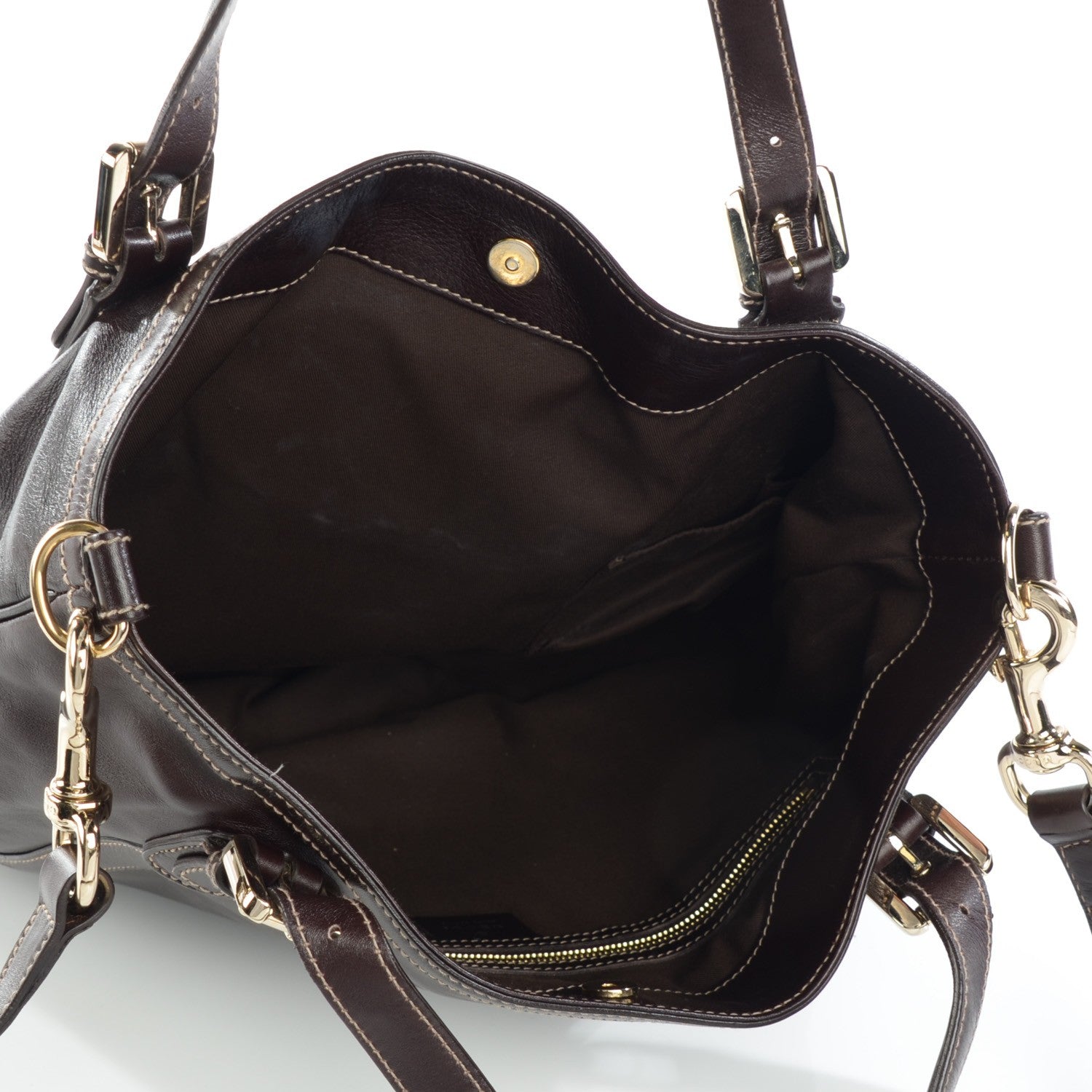 Gucci Calfskin Medium Britt Tote Dark Brown 5 of 7