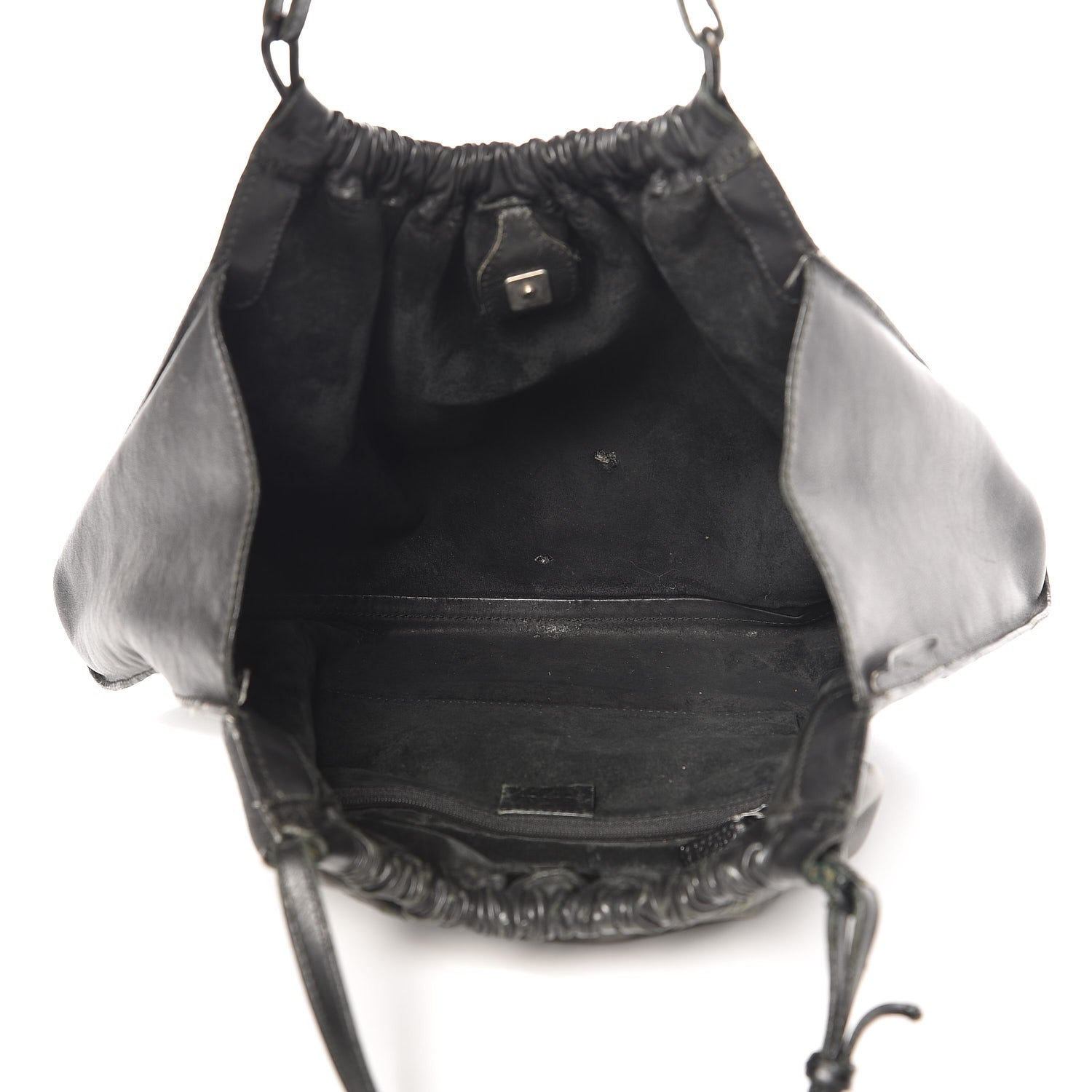 Gucci Calfskin Gathered Handbag Black 5 of 15
