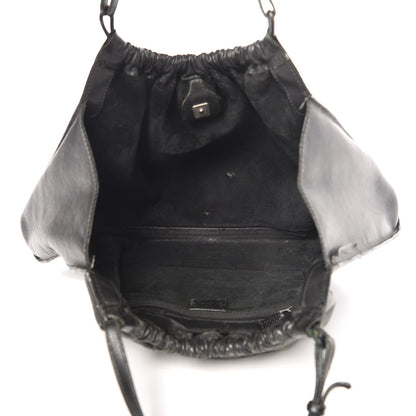 Gucci Calfskin Gathered Handbag Black 5 of 15