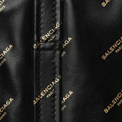 Balenciaga Calfskin Allover Logo XS Bazar Shopper Tote Black Gold 12 of 13