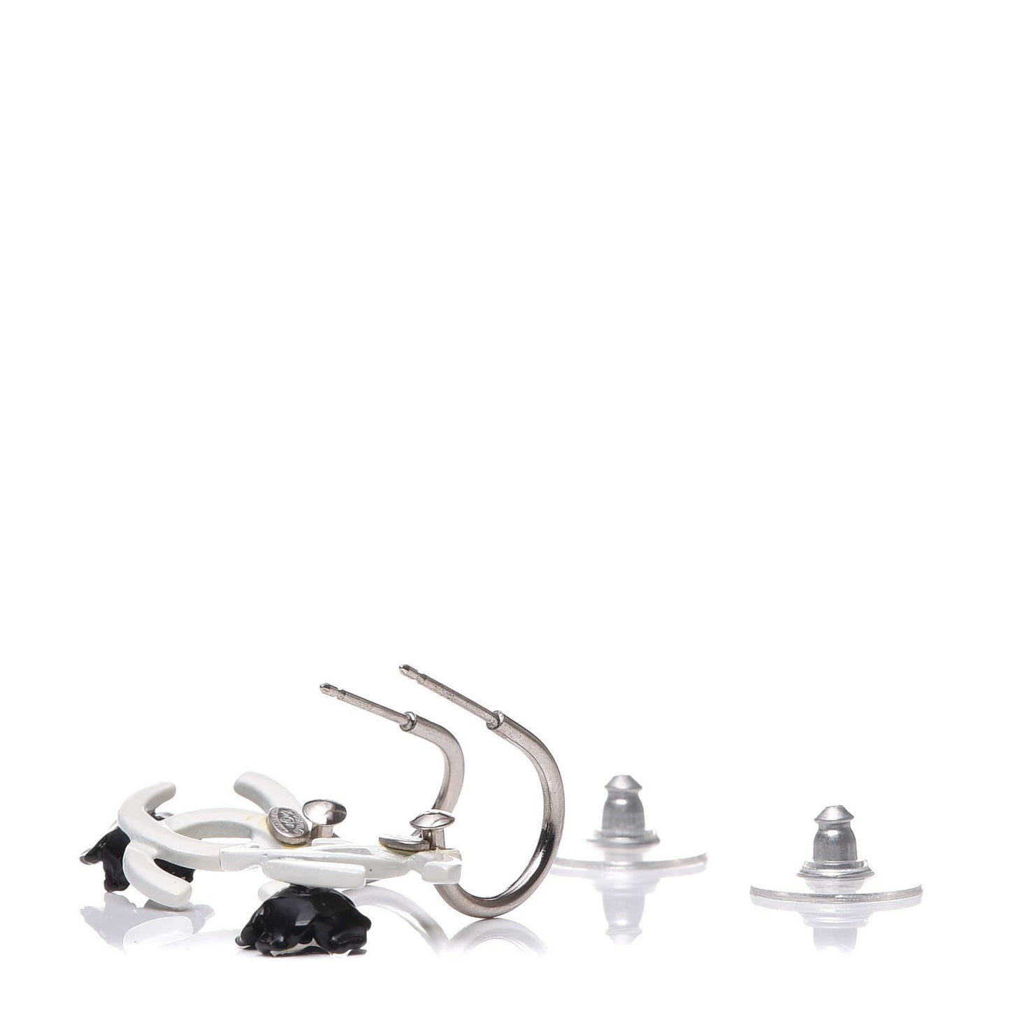 Enamel CC Camellia Drop Earrings White