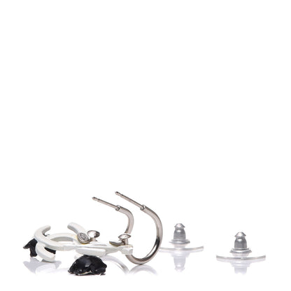 Chanel Enamel CC Camellia Drop Earrings White 3 of 5