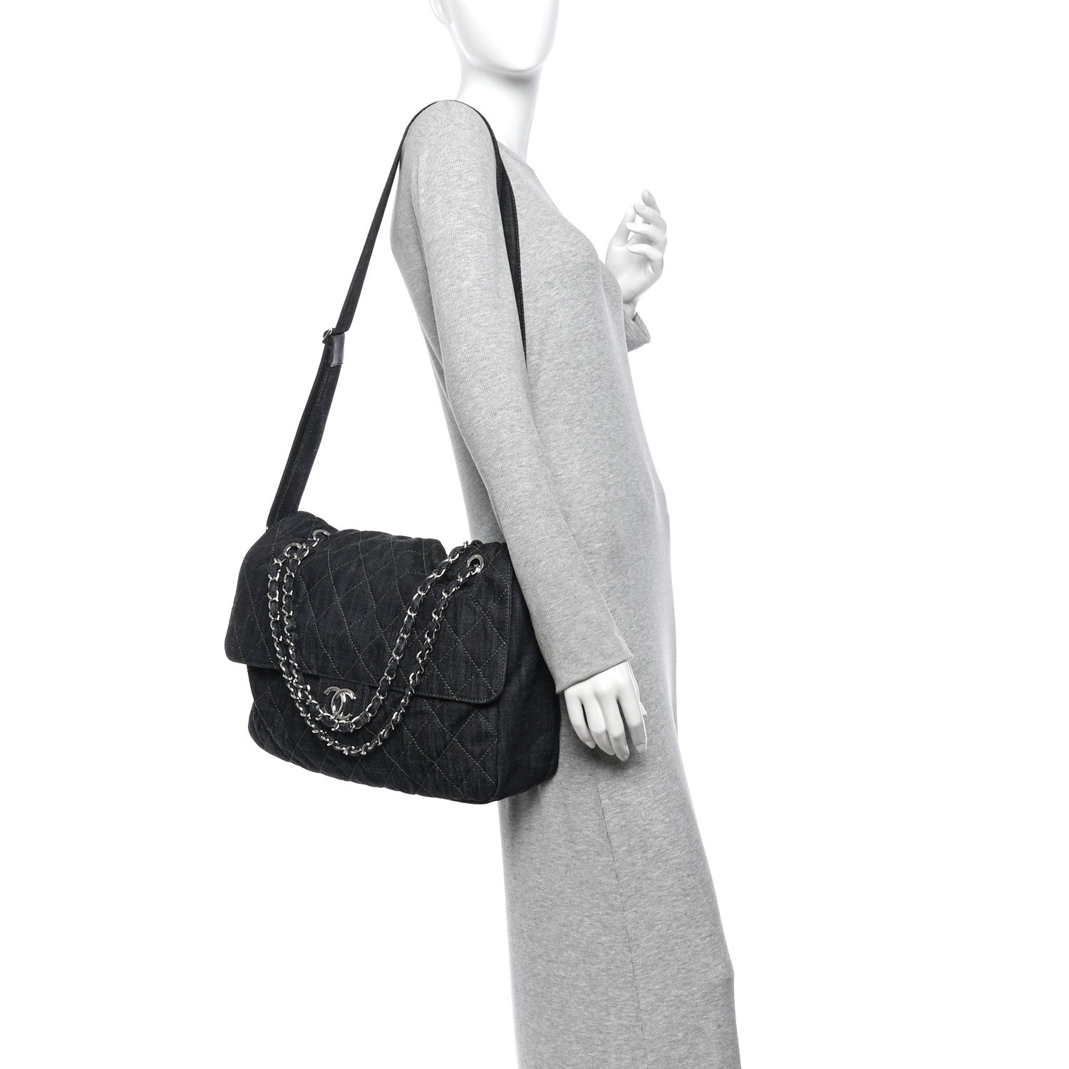 Chanel Denim Quilted Stretch Spirit Messenger Bag Dark Blue 2 of 12