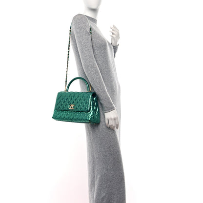 Chanel Metallic Caviar Quilted Small Coco Handle Flap Blue 2 of 11