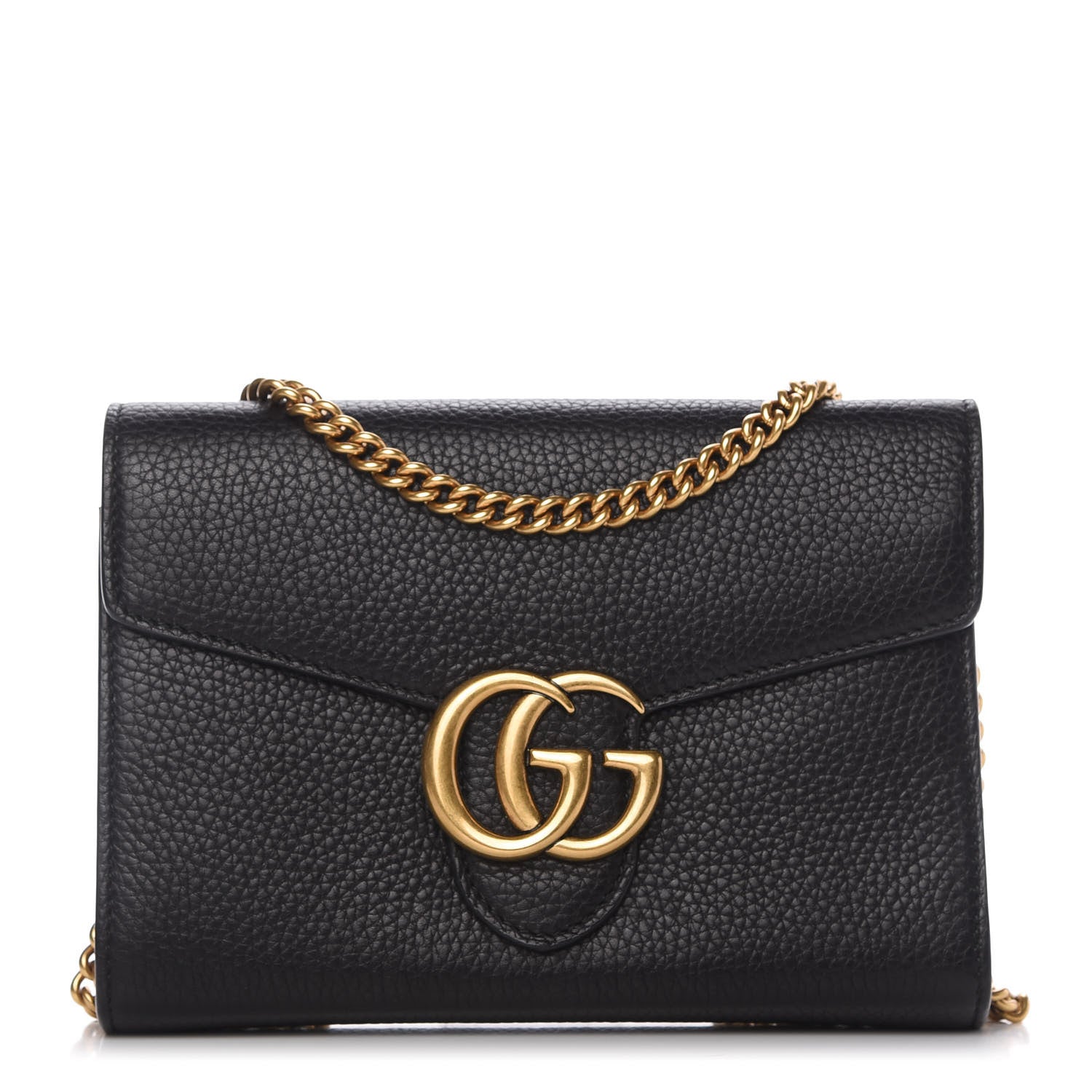 Gucci Calfskin GG Marmont Chain Wallet Black 1 of 14