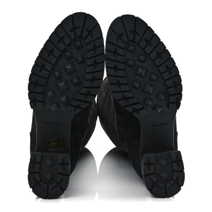 Hermes Suede Calfskin Folie 60 Boots 36.5 Black 5 of 6