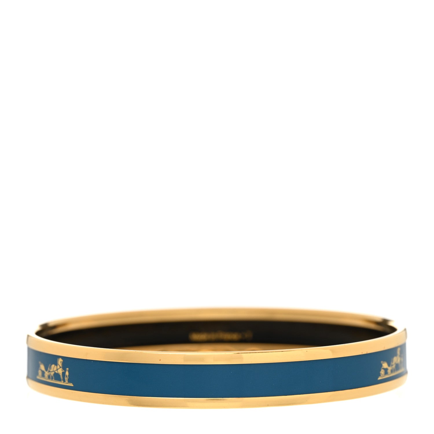 Hermes Enamel Printed Caleche Narrow Bracelet 65 Bleu 3 of 5