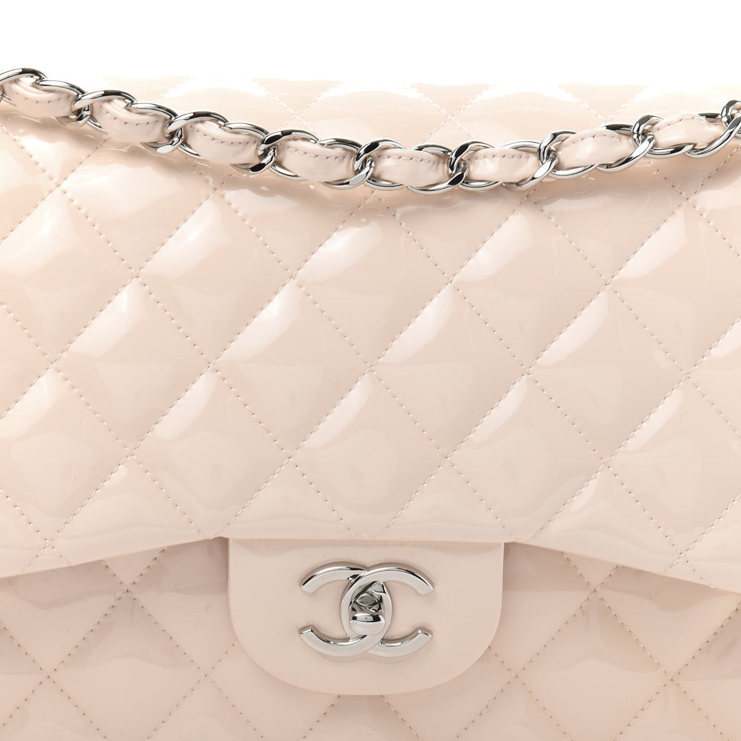 Patent Quilted Jumbo Double Flap Light Pink