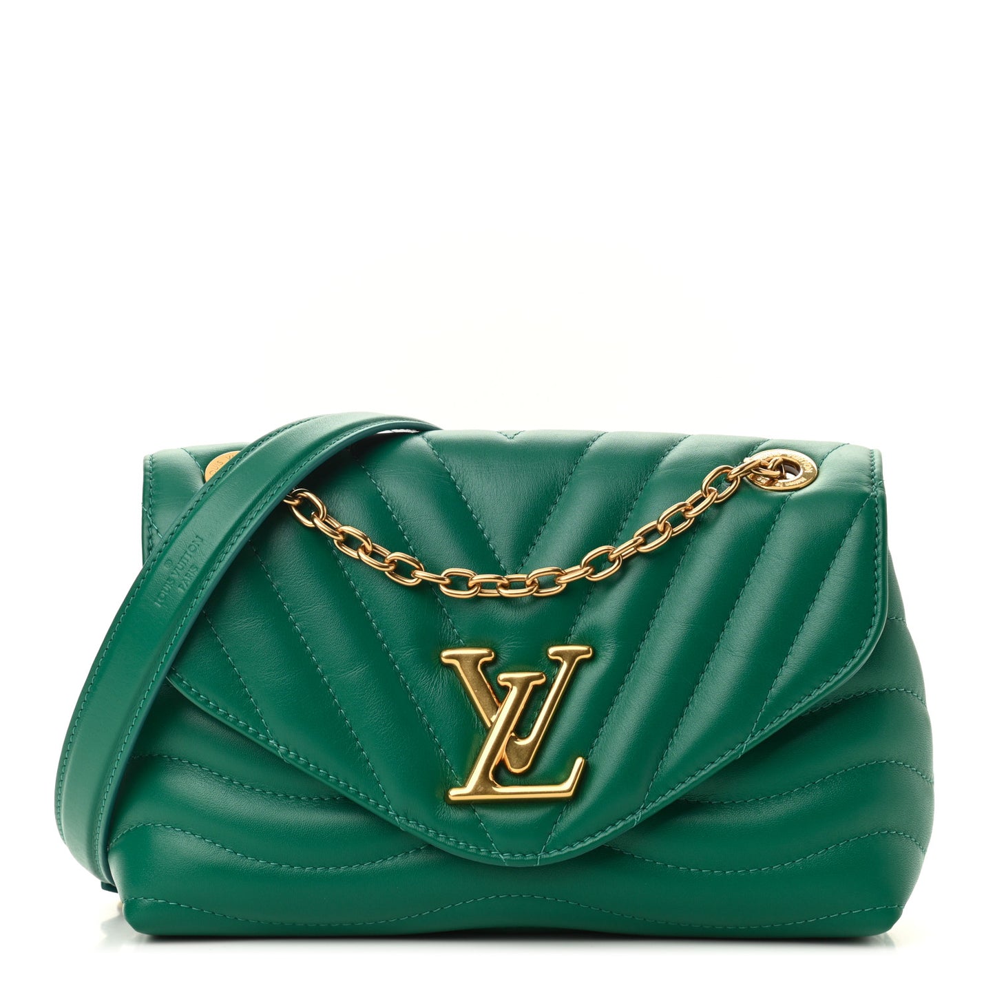 Calfskin New Wave Chain Bag MM NM Emerald
