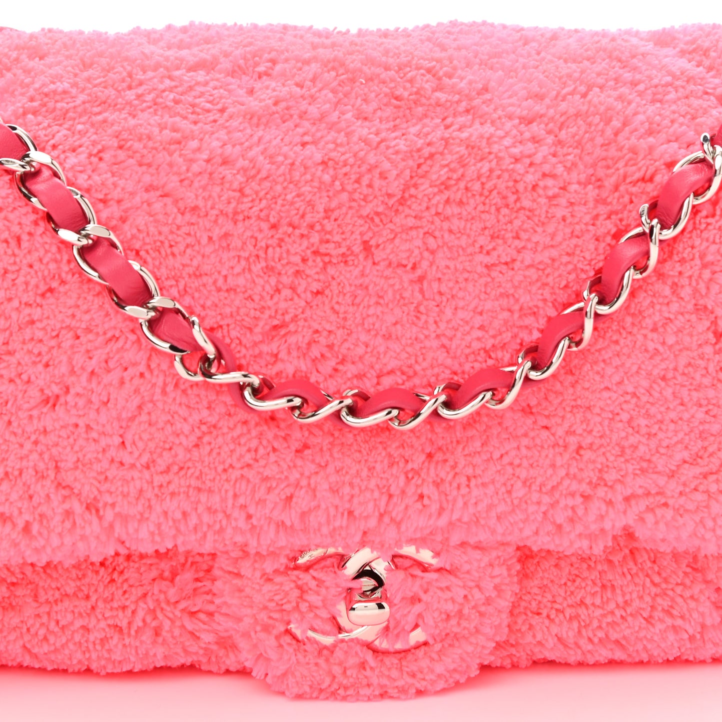 Lambskin Calfskin Mixed Fibers Quilted Medium Flap Pink
