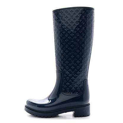 Louis Vuitton Rubber Embossed Monogram Splash Rain Boots 36 Blue 1 of 14
