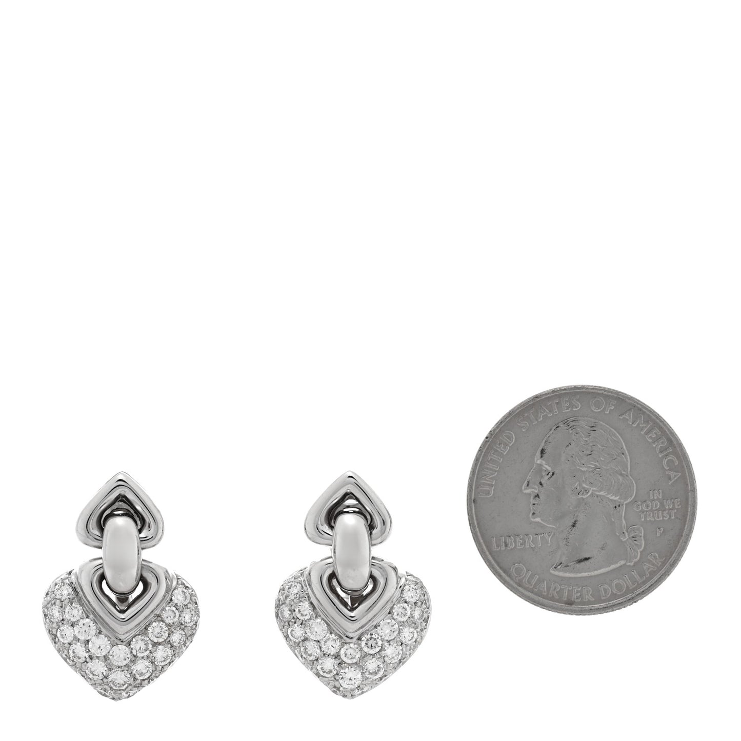 18K White Gold Diamond Doppio Cuore Earrings