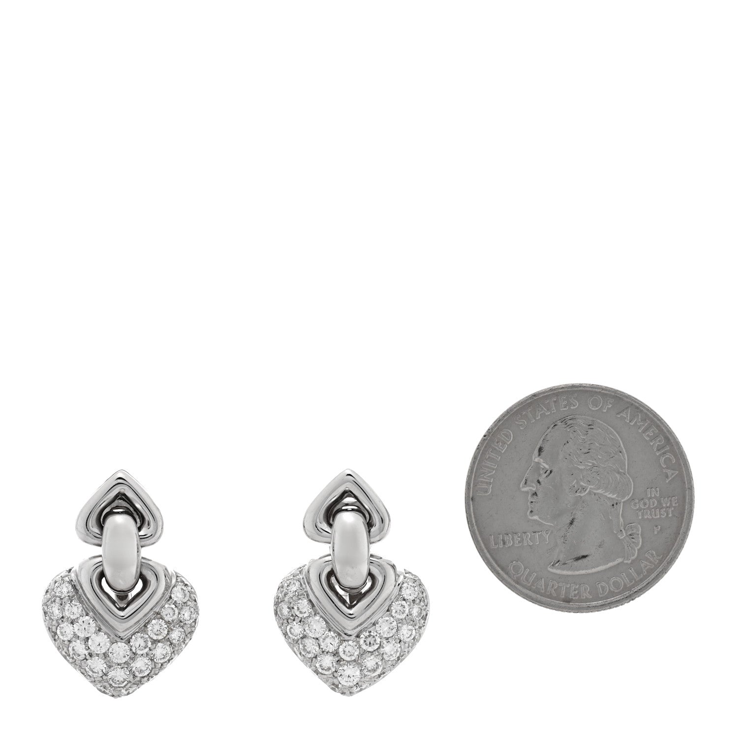 Bulgari 18K White Gold Diamond Doppio Cuore Earrings 2 of 4