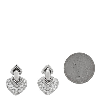 Bulgari 18K White Gold Diamond Doppio Cuore Earrings 2 of 4