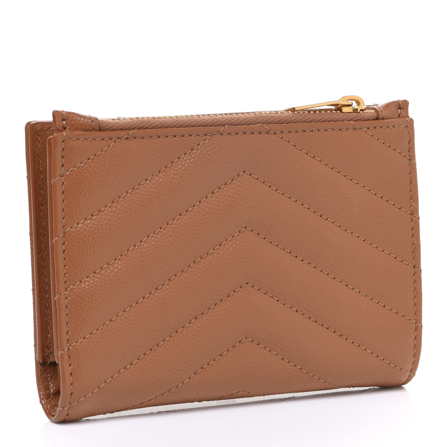 Grain De Poudre Matelasse Chevron Monogram Zipped Card Case Natural Dark