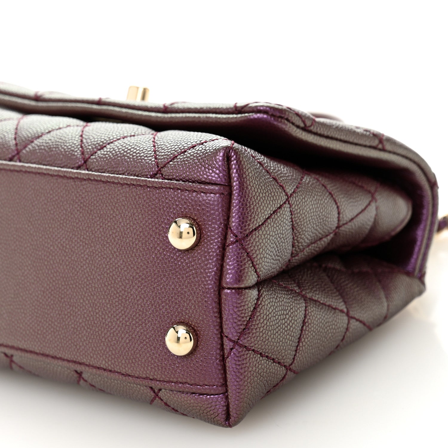 Chanel Iridescent Caviar Quilted Extra Mini Coco Handle Flap Purple 10 of 10