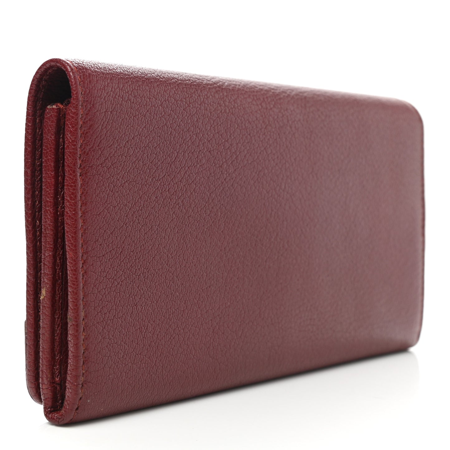 Chevre Gold Metallic Edge Hardware Money Wallet Bordeaux