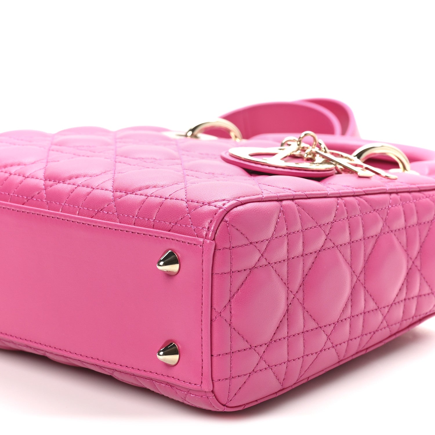 Christian Dior Lambskin Cannage Small My ABCDior Lady Dior Fuchsia