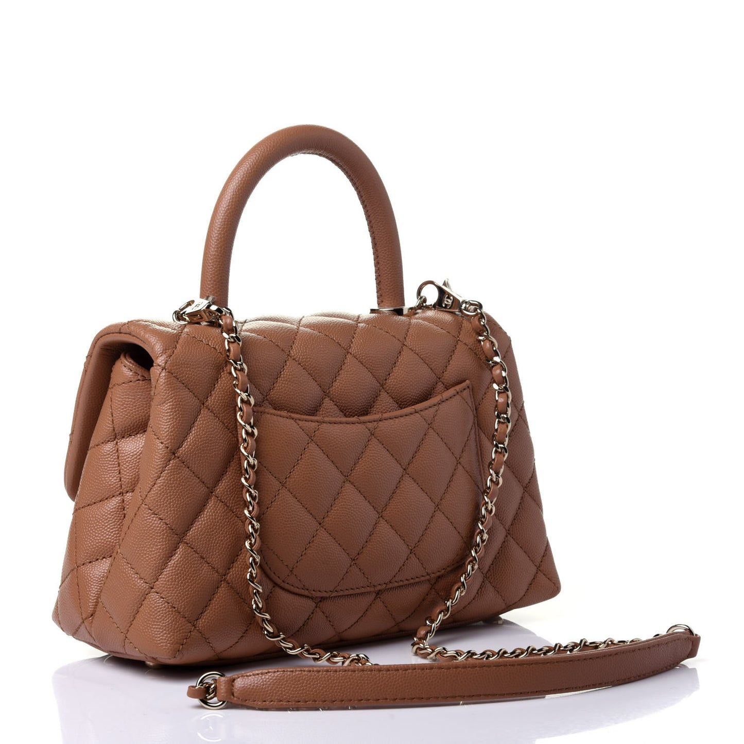 Caviar Quilted Mini Coco Handle Flap Brown
