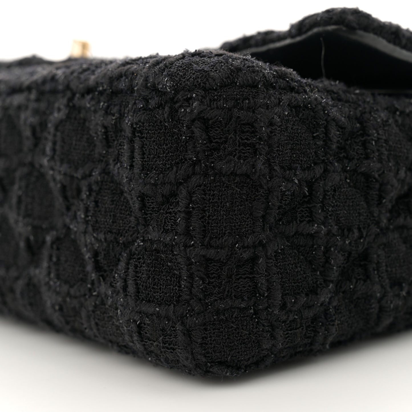 Tweed Quilted Medium Double Flap Black