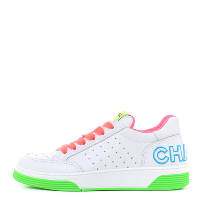Chanel Calfskin Womens Logo Sneakers 37.5 White Multicolor 1 of 8