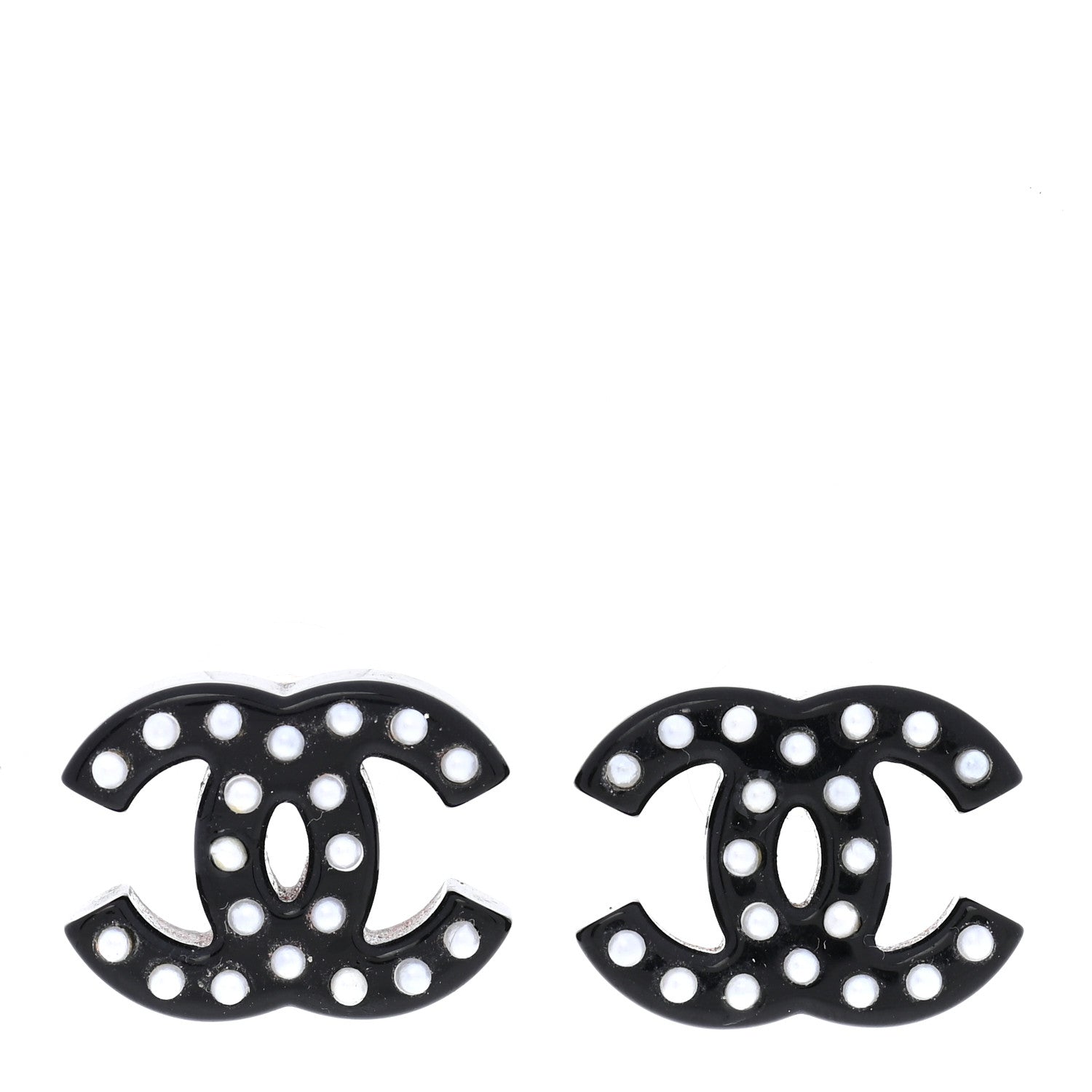 Chanel Crystal Resin CC Earrings Black 1 of 5