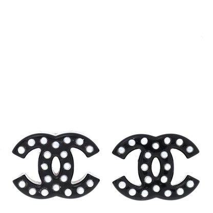 Chanel Crystal Resin CC Earrings Black 1 of 5