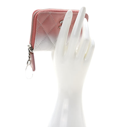 Chanel Ombre Patent Calfskin Quilted Small Zip Around Coin Purse Pink White 2 of 8