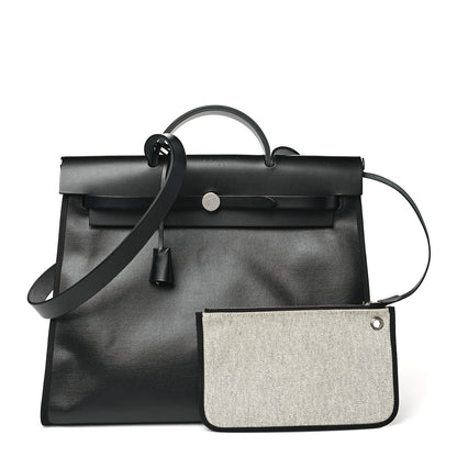 Hermes Toile H Berline Vache Hunter Herbag Zip 39 MM Black Ecru 3 of 12
