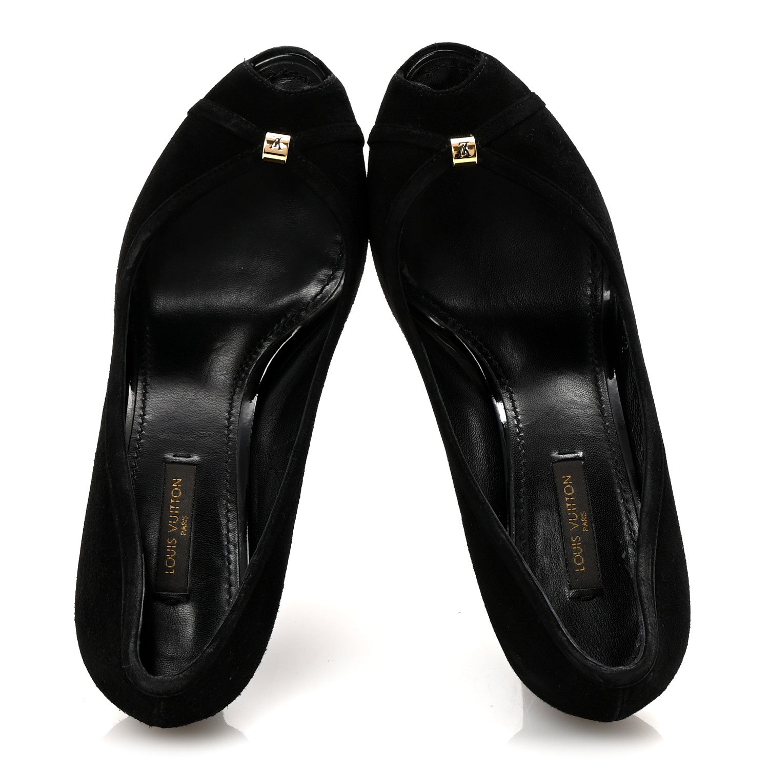 Louis Vuitton Suede Monogram Kimono Open Toe Pumps 37 Black 2 of 10