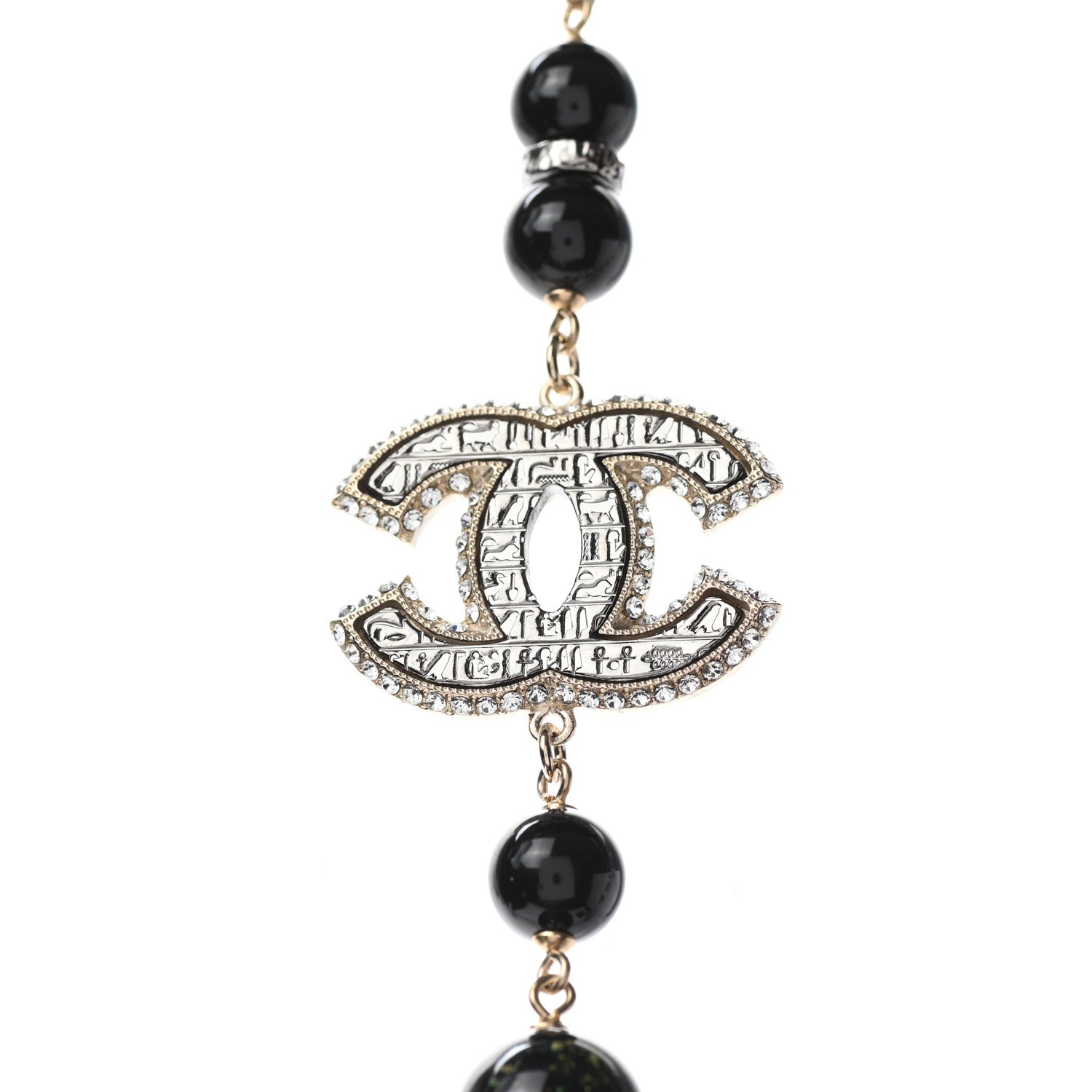 Chanel Bead Crystal Multi Strand CC Necklace Gold Black 6 of 6