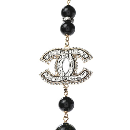 Chanel Bead Crystal Multi Strand CC Necklace Gold Black 6 of 6