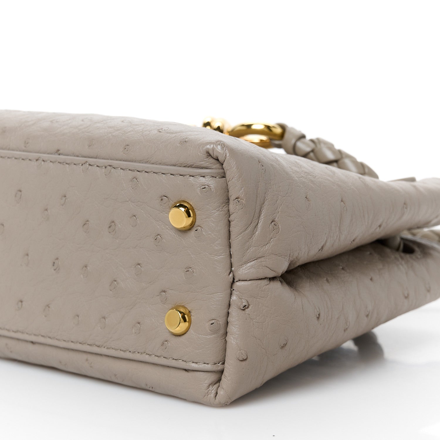 Bottega Veneta Ostrich Mini Andiamo Shoulder Bag Limestone 1752000