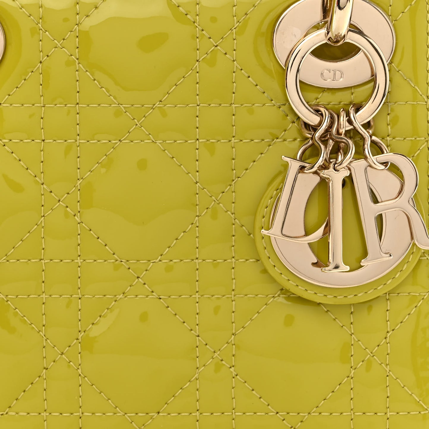 Patent Cannage Mini Lady Dior Lime Yellow