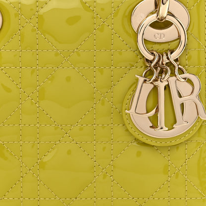 Christian Dior Patent Cannage Mini Lady Dior Lime Yellow 8 of 13