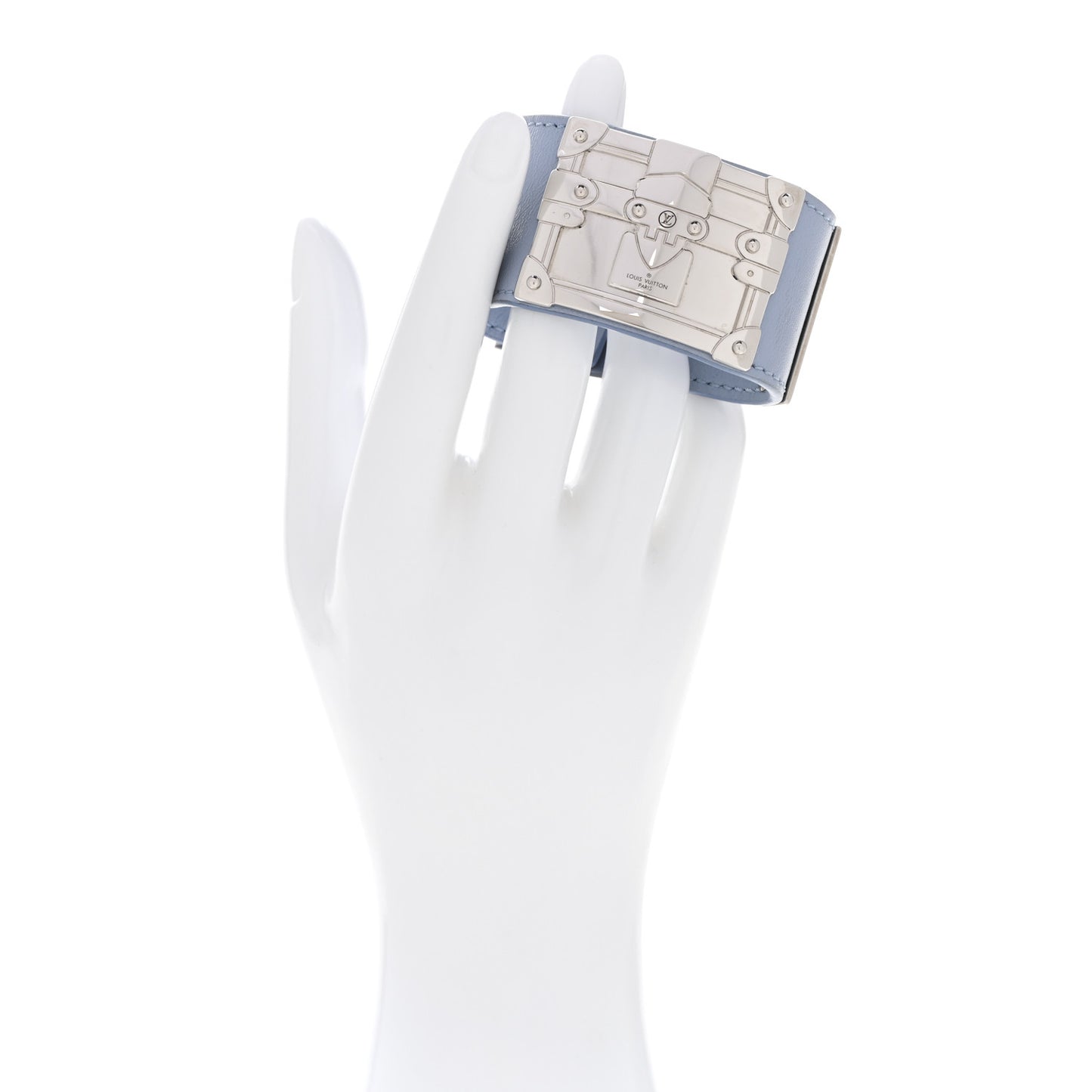 Calfskin So LV Cuff Bracelet 17 Light Blue