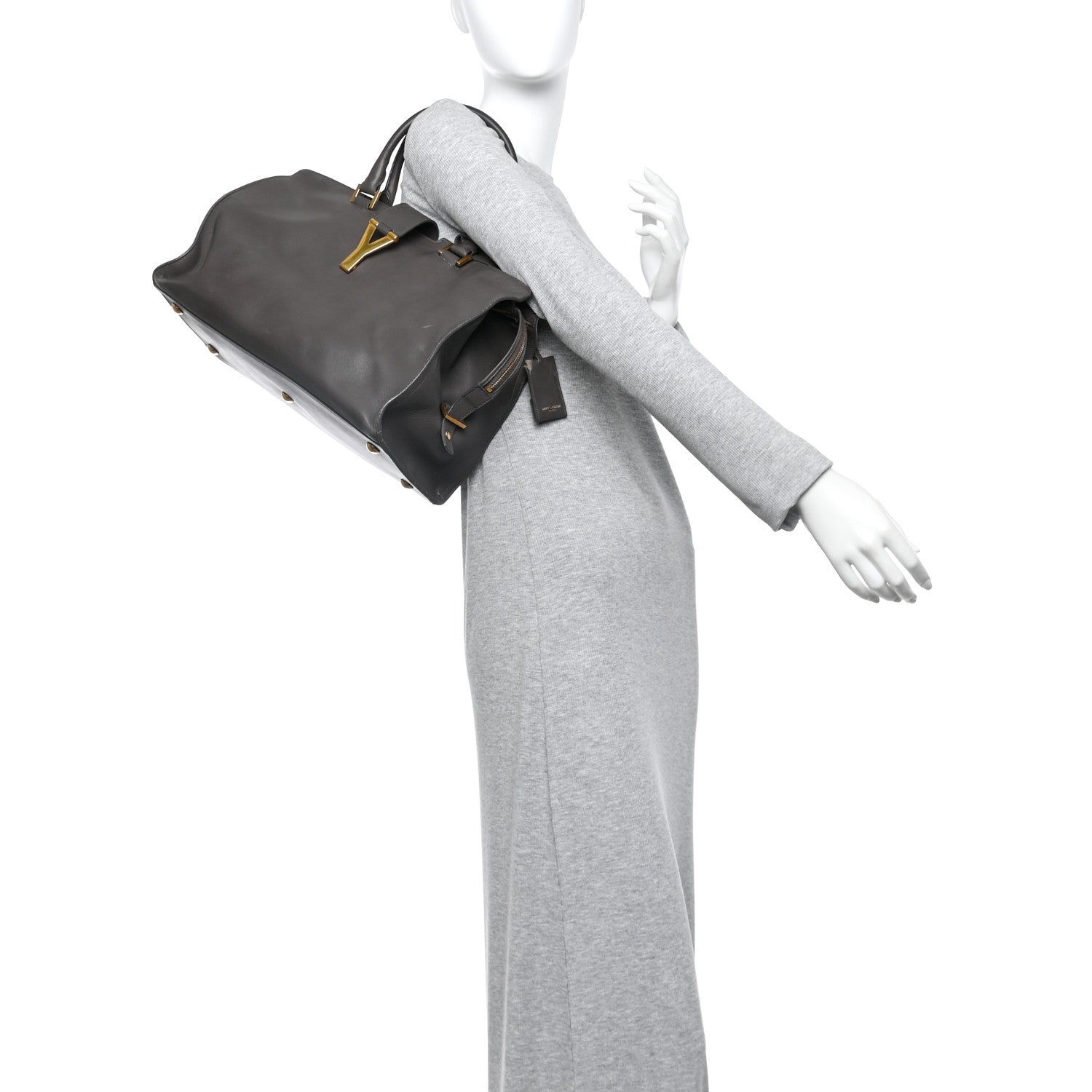 Saint Laurent Sheepskin Medium Cabas ChYc Grey 2 of 25