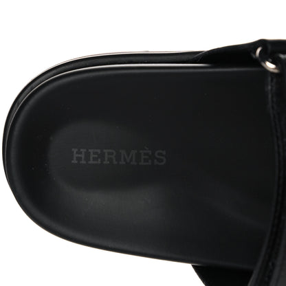 Hermes Calfskin Womens Chypre Sandals 35 Black 7 of 9