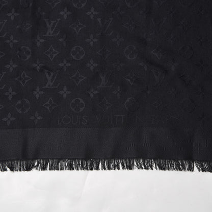Louis Vuitton Silk Wool Monogram Shawl Black 3 of 4