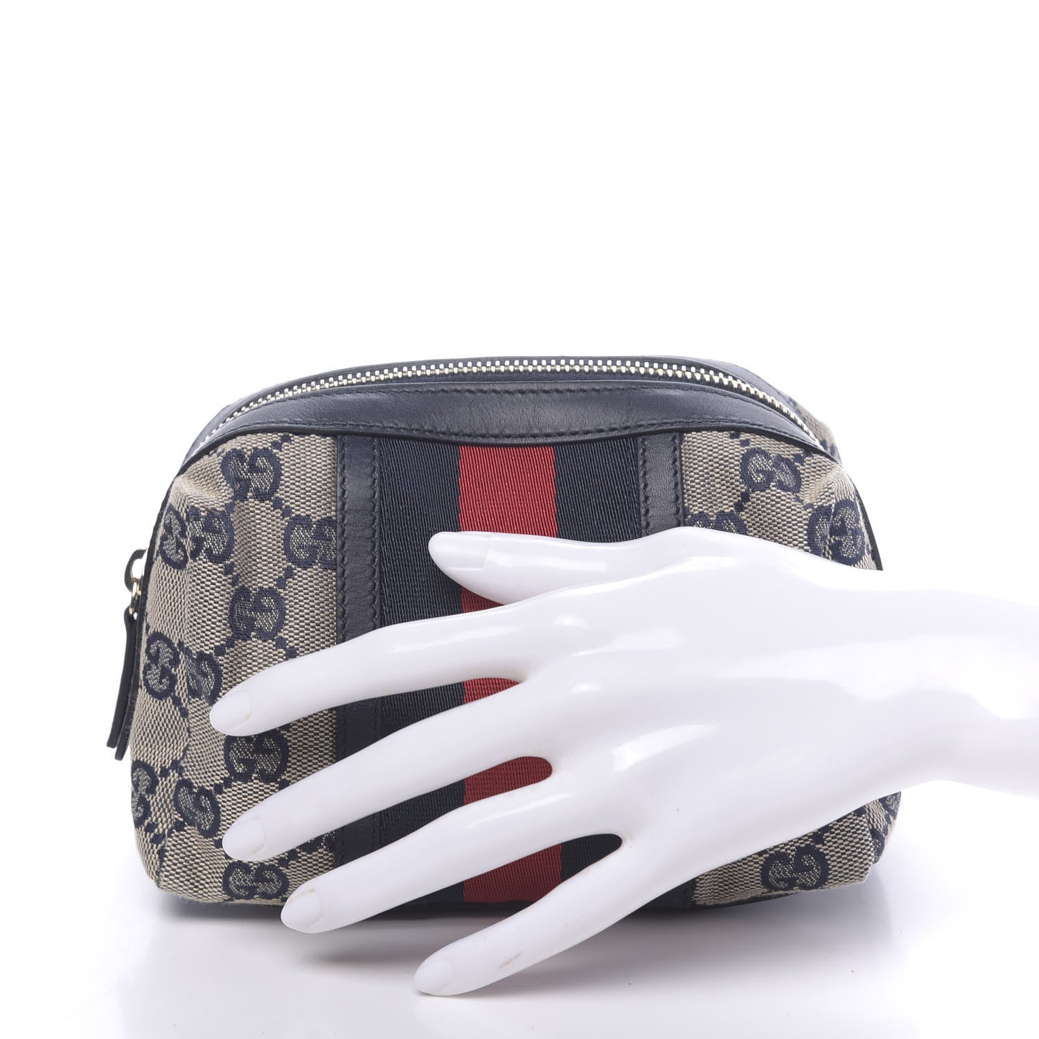 Gucci Monogram Web Small Cosmetic Case Navy 2 of 9