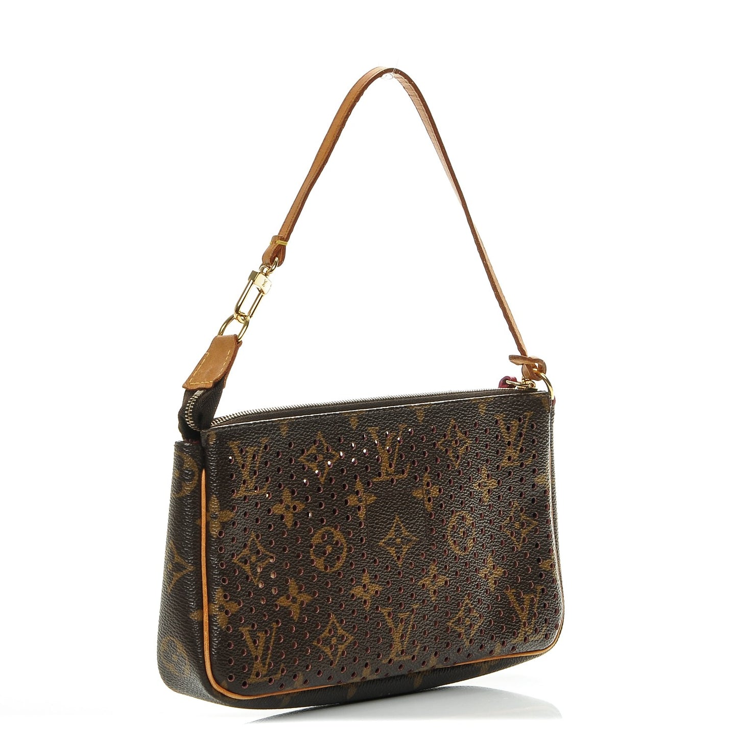 Monogram Perforated Pochette Accessories Bag Fuchsia