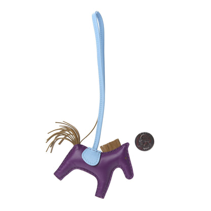 Hermes Milo Lambskin Grigri Rodeo Horse Bag Charm PM Violet Celeste Kraft 2 of 4