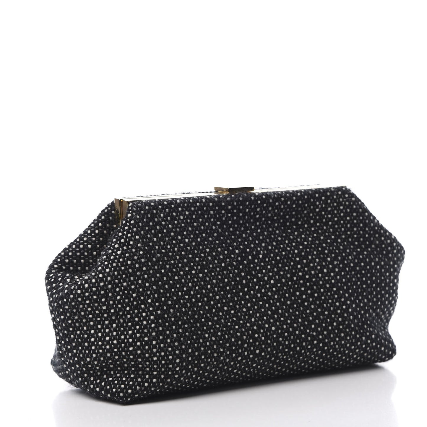 Woven Fabric Volume Clutch Black White