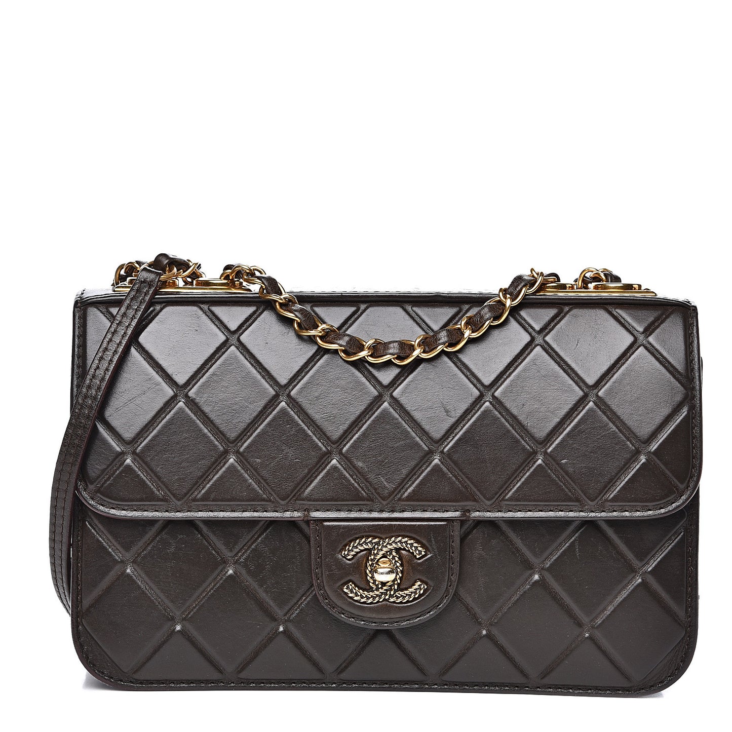 Calfskin Embossed Medium Flap Brown