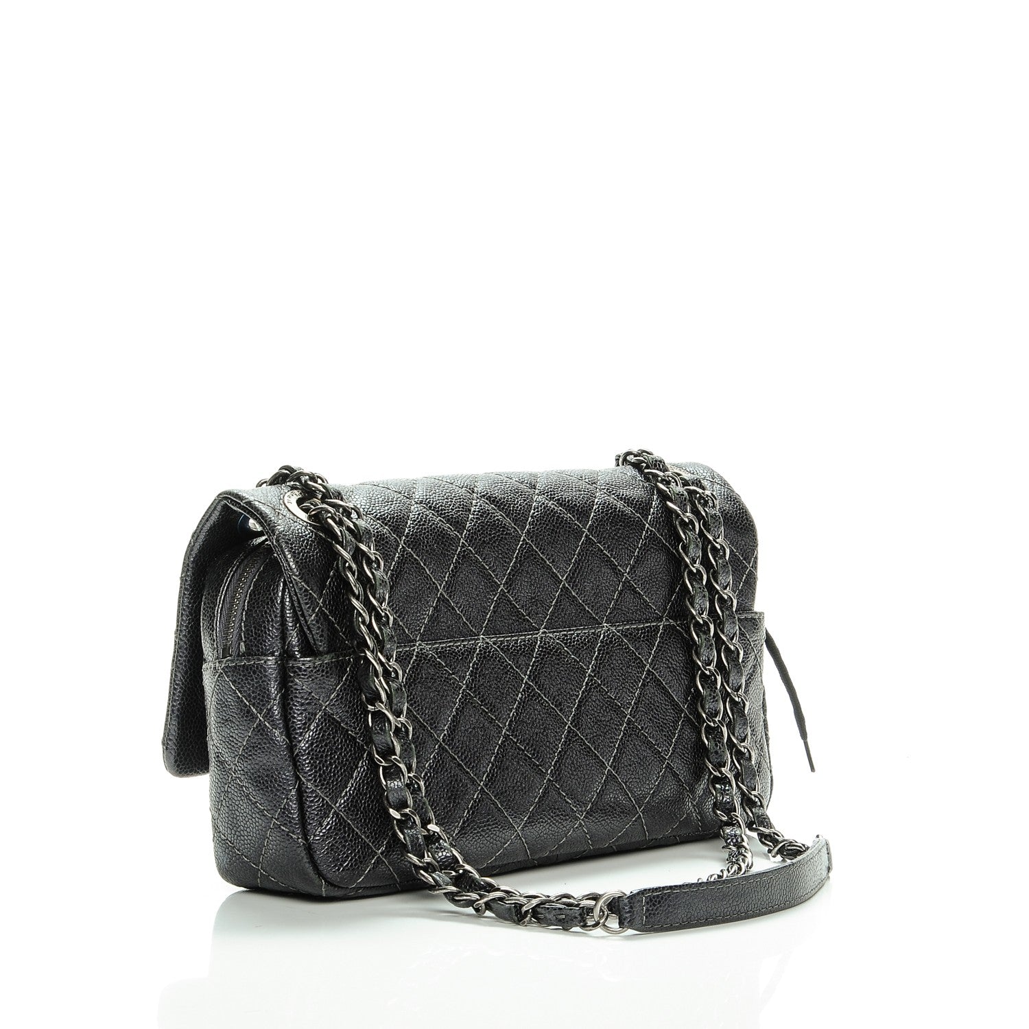 Chanel Iridescent Caviar Quilted Small Chic Flap Dark Grey 3 of 6