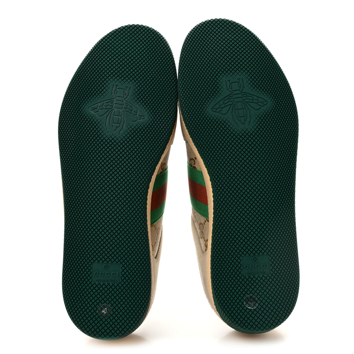 GG Monogram Nubuck Web Womens Screener Sneaker Mules 40 New Sand Dusty Milk Vintage Green