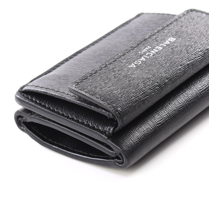 Balenciaga Striped Calfskin Logo Mini Wallet Black 7 of 12