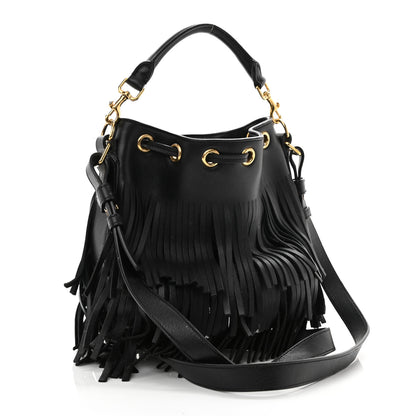 Saint Laurent Calfskin Small Emmanuelle Fringe Hobo Bag Black 5 of 27