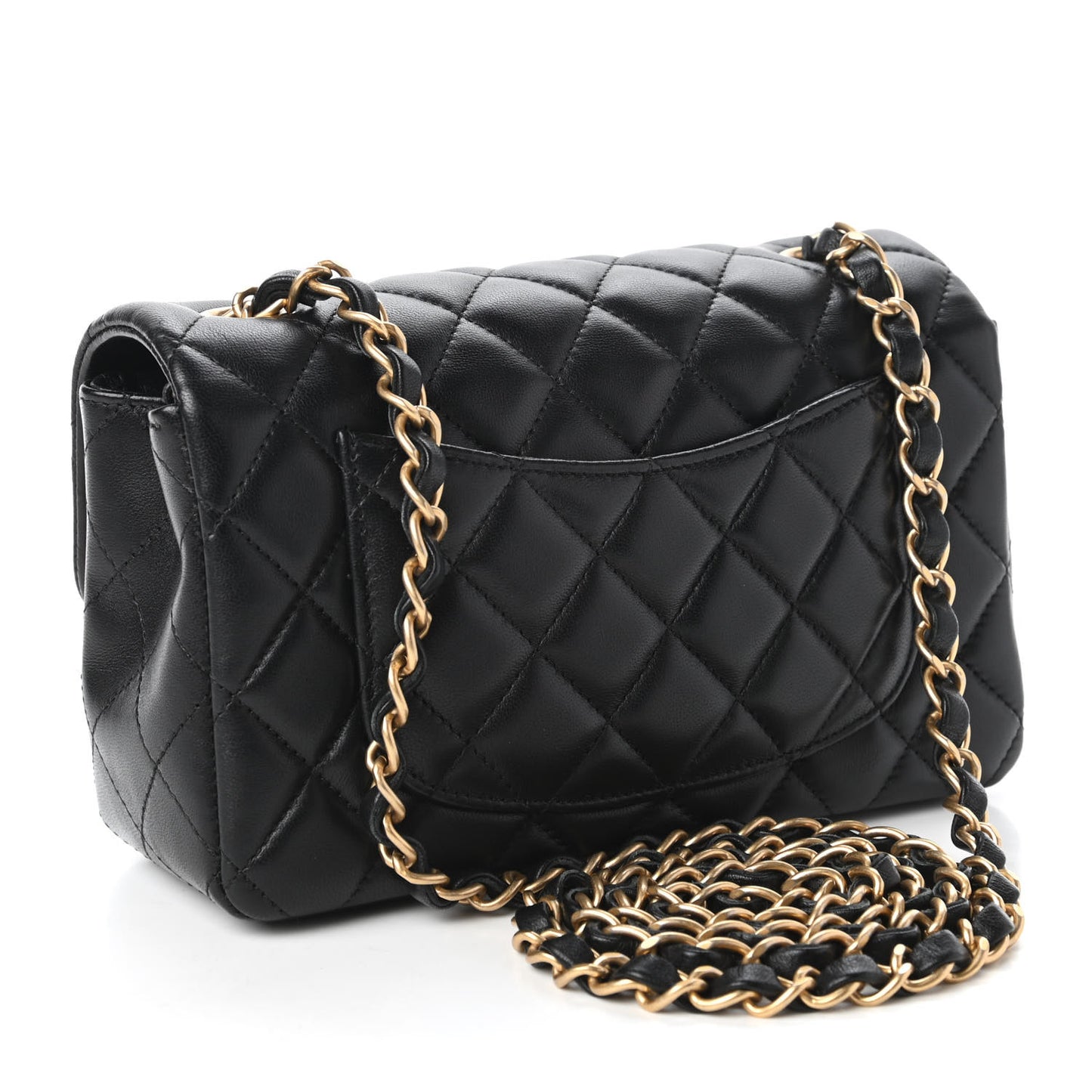Lambskin Quilted Mini Rectangular Flap Black